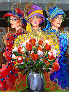 Three Ladies with Wildflowers by Otto Aguiar