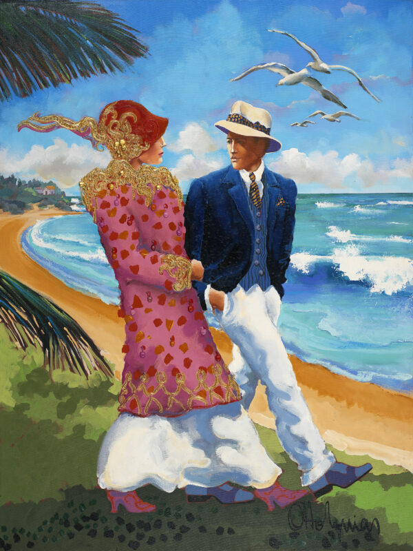 Couple Strolling On The Beach (Limited Edition - Print)